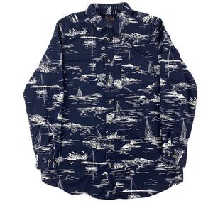 Boulder Creek Trading Company Shirt Sailboats Men's L Tall Long Sleeve Button Up